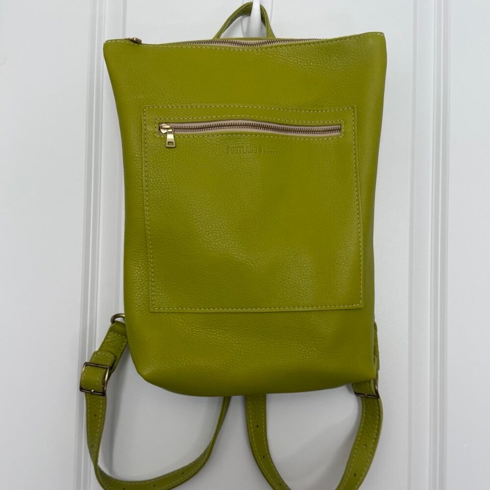Portland Leather Goods Backpack Larger Laptop Bag – Key Lime Green (Zip + Laptop